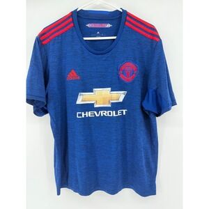 Adidas‎ Manchester United Soccer Club Jersey Kids XL Blue Red Football MUFC